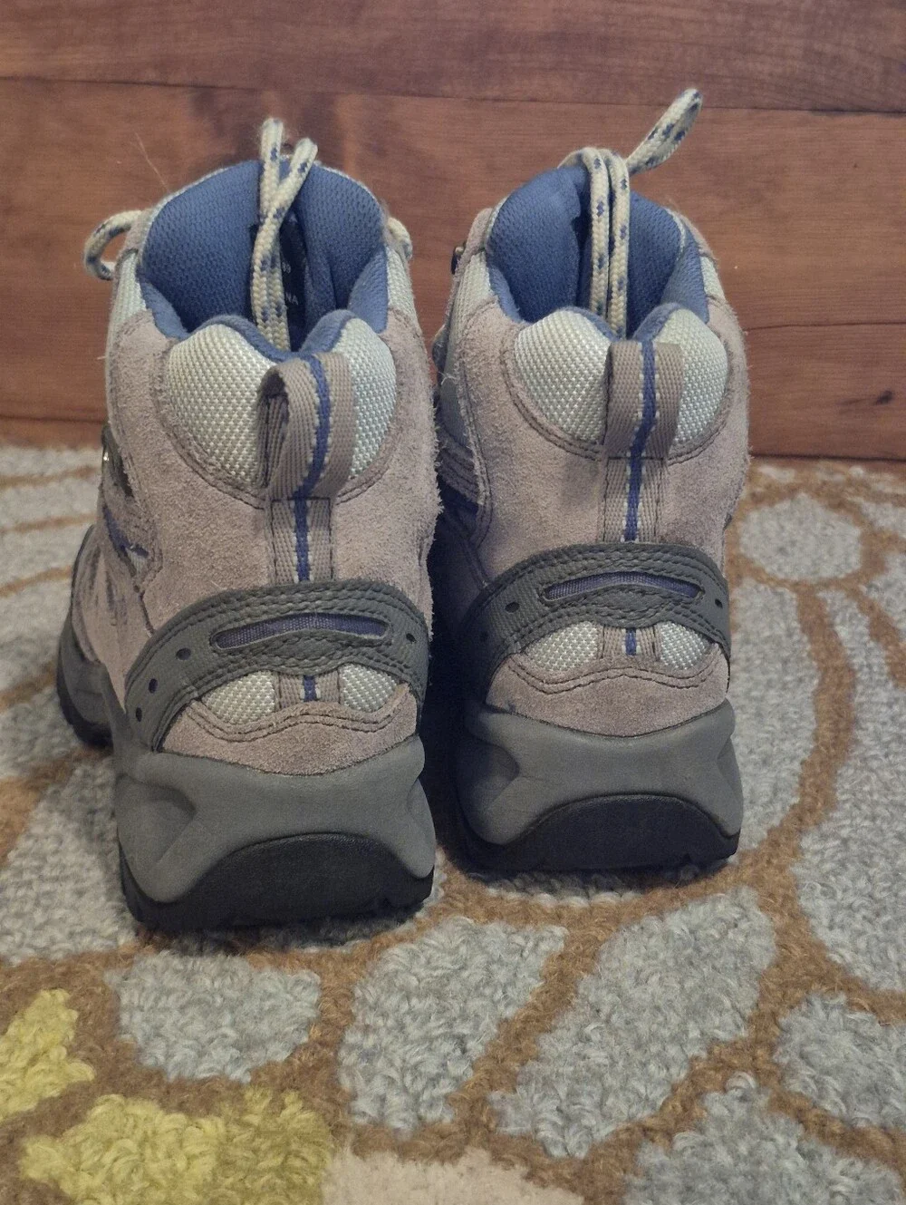 L.L.Bean Unisex Kids Blue And Gray Ankle Hiking Boots Size 2